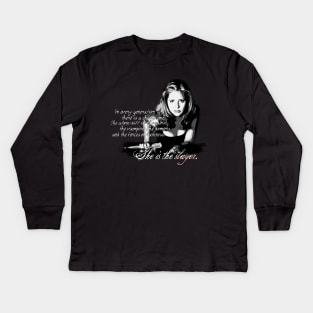 Buffy The Vampire Slayer BW Kids Long Sleeve T-Shirt